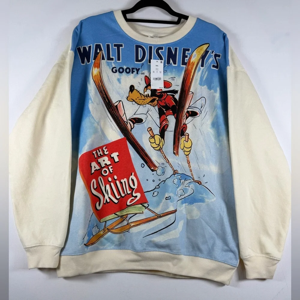 Walt Disney Men's Goofy Fleece Crewneck Sweatshirt, XXL - Beige - Picture 4 of 8
